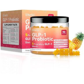 GLP-1 Gummies | ملحق GLP-1 ، البربريين ، دعم الألياف GLP-1 بشكل طبيعي ، GLP-1 Probiotic Gummies للبالغين ، النكهة الصفرية ، الأناناس (1Pack)