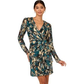 Adrianna Papell Women's Crinkle Foil Wrap Dress