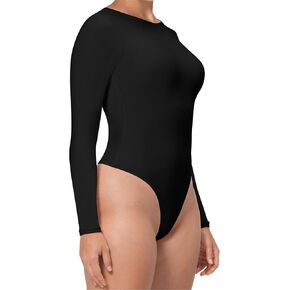 Sunzel Crew Neck Long Sleeve Bodysuits for Women, Double Lined Basic Slim Fitted Shirts, Body Hugging Sexy Going Out Tops