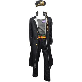 Jotaro Kujo Cosplay Costume black outfit including Jacket vest pants hat
