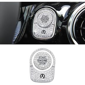 LECART Bling Engine Start Stop Button Cover Fit for Mercedes-Benz A GLA GLB GLE G CLA Class Crystal Car Accessories Ignition Push to Start Button Cap Metal Decal Sticker 3 Pcs