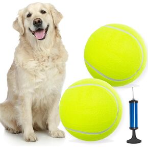 Dog Toy Balls - 9.5" Large Dog Tennis Ball Puzzle Toys Interactive Play/Training Outdoor/Indoor, Oversize Rubber Inflatable Dog Balls Fun for Small, Medium, Large Dogs