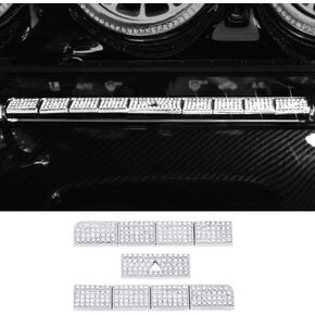CARFIB for Mercedes Benz Car Bling Accessories AC Button Cover Compatible for A-Class CLA GLA GLB GLE GLS 2023 2022 2021 Crystal Interior Decal Caps Men Women Silver 9PCS