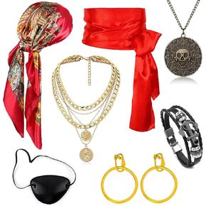 Pirate Costume Outfit Accessories Set for Women Pirate Costume Kit for Theme Party Halloween Cosplay
