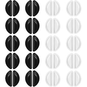 20Pairs Eyeglasses Nose Pads Non Slip, Silicone Adhesive Glasses Nose Pad with Air Bag, 0.1'' Thickness Nose Grips Soft Nose Pads Replacement for Eyeglass Sunglasses Frames (Clear & Black)