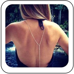Vintage Crystal Backdrop Y Necklace Rhinestones Back Necklace Long Back Chain Necklace Long Crystal Summer Body Chain Jewelry for Women