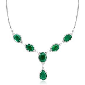Ross-Simons 33.75 ct. t.w. Emerald Y-Necklace in Sterling Silver. 18 inches