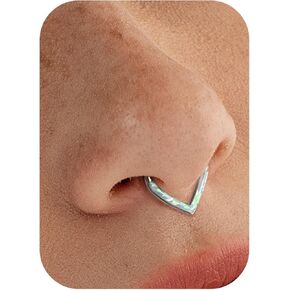 Bodybonita 16g Opal Teardrop Septum Rings - G23 Titanium مفصلي حلقات الأنف الأطواق الحاجز المجوهرات المجوهر