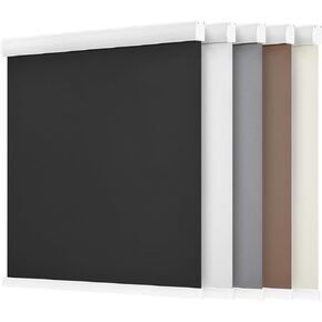 LazBlinds Cordless Roller Shades, Free-Stop Blackout Roller Blinds with Cassette Valance, Thermal Insulated UV Protection Waterproof, Roll Up Blinds for Windows, 35'' W x 72'' H, Black
