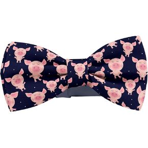 Adjustable Pre-tied bow tie for Men (Pink Pigs On Blue Pattern) Elegant Cute Bowties for Dogs Cats Pets