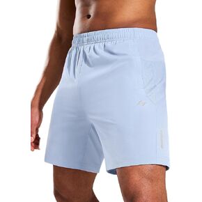 MIER Mens Athletic Shorts 7 Inch Inseam Quick Dry Breathable Running Gym Workout Shorts with 3 Zipper Pockets, No Liner