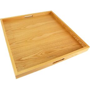 24x24 inches Square Walnut Wooden Ottoman Tray, Large Living Room Serving Tray