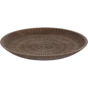 Kate and Laurel Zandros Modern Round Carved Wood Tray, 16 Inch Diameter, Brown, Food-Safe Serving Tray with Carved Pattern for Use as Ottoman Table Topper or Shallow Kitchen Fruit Bowl