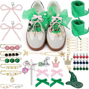 AIERSA Shoes Charms for Sneakers Socks, 47pcs Pearl Shoe Lace Charms Jewelry, Junk Socks Pins, Stylish Shoe Decoration for Women, Brooch Pins Buttons for Clothes, Hats Decorations
