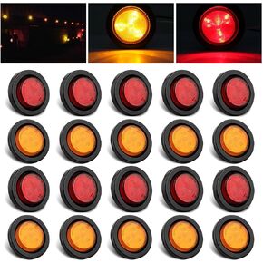 2 بوصة مستديرة LED مقطورة مصابيح LED 4 ، 10 Red + 10 العنبر 2 "4 مقطورة مقطورة الجانبية علامات Grommet Flush Mount Sealed 2 بوصة مصابيح مضادة للماء ث/2 الأسلاك الشق