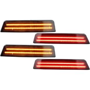 Red LED الأمامي والخلفي Fender Side Lights Kit لدودج تشالنجر 2008-2014 لدودج تشارجر 2011-14 ، مصابيح Smoked Lens Pumper Sidemarker ، 4pcs
