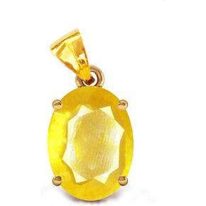 yellow sapphire stone pendant 7.25 Carat Natural Yellow Sapphire Pendant/Locket (Pukhraj Stone Panchadhatu Pendant) 100% Original AAA Quality Gemstone
