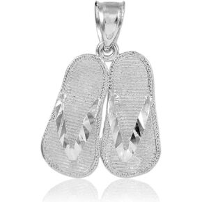 .925 Sterling Silver 3d Flip Flops Summer Charm Sandal Pendant Necklace and Pendant Only