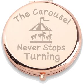 Wusuaned Inspirational Quote Makeup Mirror Horse Carousel Gifts the Carousel لا تتوقف أبدًا