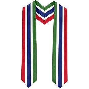Gambia Flag Graduation Sash Satin Scarf 72" Stole for Abroad Student International Study Class