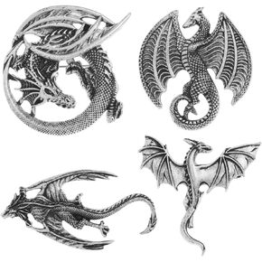 4pcs Vantage Dragon Brooch,Gothic Dragon Pin dragon jewelry for men gift