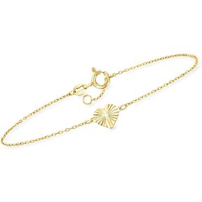 Canaria Italian 10kt Yellow Gold Diamond-Cut Heart Bracelet