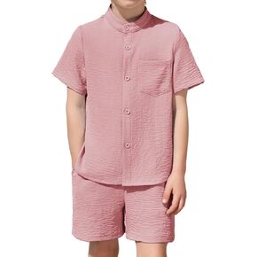 Arshiner Toddler Boys Piece Set Short Sleeve Button Down Shirt and Shorts Vacation Texture Outfits with Pocket 2-8 Years