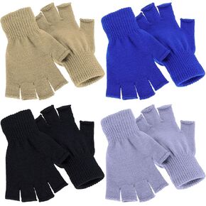 4 Pairs Winter Half Finger Gloves Knitted Fingerless Gloves Fingerless Mittens Warm Stretchy Gloves for Men Women