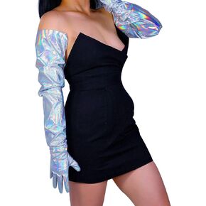 Dooway Women Super Long Leather Gloves طول الكتف ذراع كاملة 35 بوصة