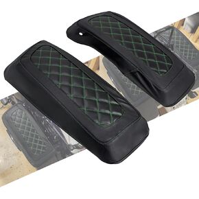 Saddlebag Lid Covers Hard Saddle Bags Lid Bra Covers Fit For Harley Touring Street Glide Road Glide Road King Electra Glide Tri Glide 2014-2024 (Green Stitching)