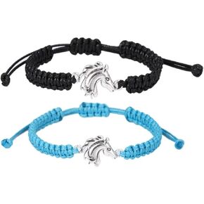 Wcrazye 2 PCS Horse Bracelet سحر سحر قابلة للتعديل أساور نسج لمحبي الخيول