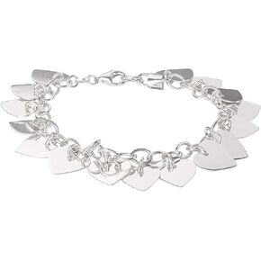 Sterling Silver Multi Heart Charm Bracelet, 7.5"