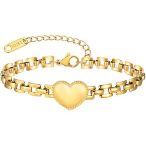 Stainless Steel Love Heart Charm Bracelet for Women Adjustable Love Heart Mother Daughter Bracelets Holiday Beach Summer Jewelry