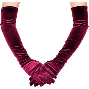 Acenail Long Velvet Gloves Women's Red Opera Gloves Party Party Dloves Sloves طول الكوع 20s قفازات قفازات العروس قفازات الزفاف للنساء