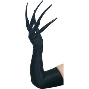 JAYIKA Black Long Cosplay Gloves, Halloween Costume Claw Gloves, Long Fingernails Gloves, 22" Cat Wolf Claw Gloves, Gothic Long Opera Gloves