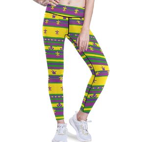 visesunny High Waist Yoga Pants with Pockets Golden Fleur-de-lis Pattern Buttery Soft Tummy Control Leggings