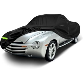 Old Classic Car Cover Waterproof Compatible with 2003-2006 Chevy SSR Accessories, 210T Black All Weather Car Covers with Zipper&Lock for Car Dust Snow Rain Hail Protection