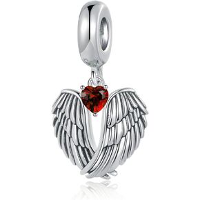Guardian Angel Wings Charm 12 Heart Birthstone Bead Compatible With Pandora Bracelet Women Present