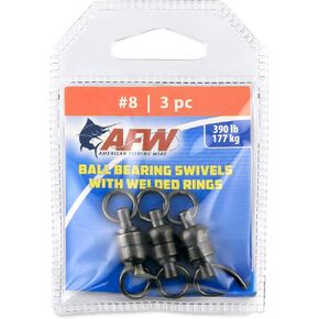 American Fishing Wire Black Ball Bearing Swivels (3 Pieces), Size 8, 390 Pound Test