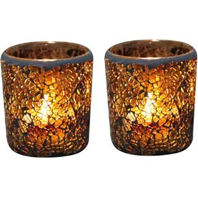 2pcs فسيفساء الجرار الزجاجية الزجاج الحامل tealight حامل يدوي أصحاب tealight رومانسية لعيد الحب ، الحفلات ، ديكور مركب عيد الميلاد