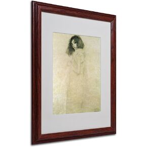 Trademark Fine Art Portrait of a Young Woman 1896-97 Artwork by Gustav Klimt in Wood Frame, 16 by 20-Inch