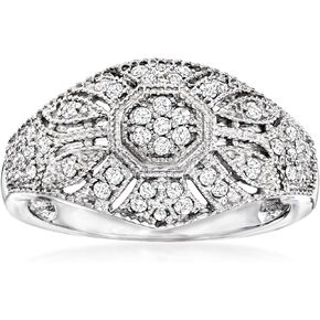 Ross-Simons 0.25 ct. t.w. Diamond Vintage-Style Milgrain Ring in Sterling Silver