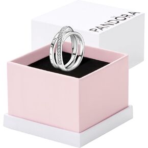 Pandora Crossover Pavé Triple Band Ring - Silver Ring for Women - Gift for Her - Sterling Silver with Clear Cubic Zirconia - With Gift Box