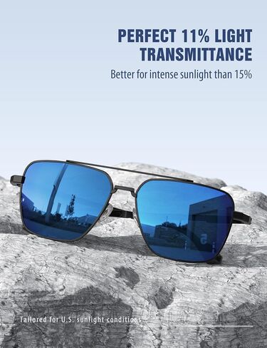 LUENX Aviator Sunglasses for Men Women Square Polarized Polygon Lens - UV 400 Protection in Kuwait