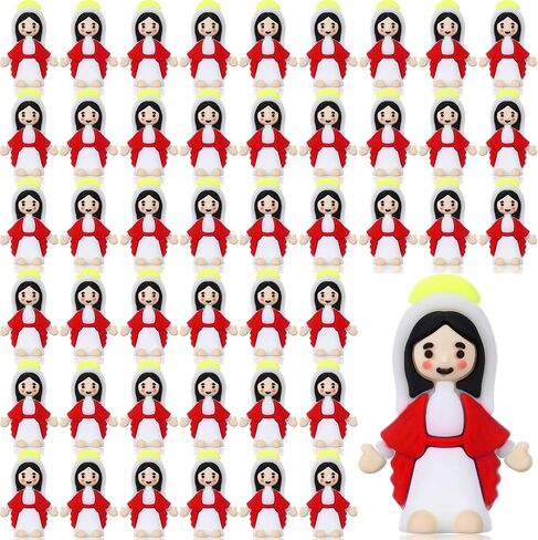 50 Pack Little Virgin Mary Figurines Bulk Mini Virgin Mary Doll Little Jesus Figures for Thanksgiving Day Hide Easter Eggs Stuffers Sunday Baptism Gifts (Blue) in Kuwait