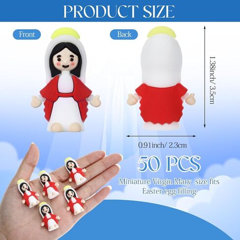50 Pack Little Virgin Mary Figurines Bulk Mini Virgin Mary Doll Little Jesus Figures for Thanksgiving Day Hide Easter Eggs Stuffers Sunday Baptism Gifts (Blue) in Kuwait