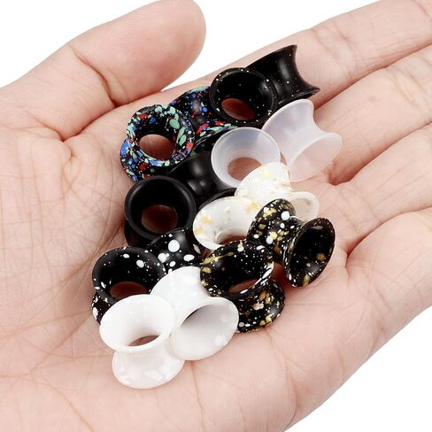 Lcolyoli 00 Gauges Silicone Gauges 00g Plaus 0g Gauges for Ears 0 Gauge Earrings for Men Flexible Ear Tunnels Plugs Stretchers Expander Double Flared Flesh Ear Piercing Jewelry for Women Men in Saudi Arabia
