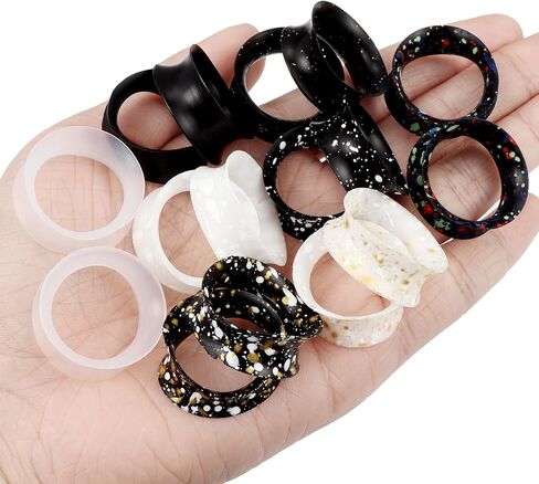 Lcolyoli 00 Gauges Silicone Gauges 00g Plaus 0g Gauges for Ears 0 Gauge Earrings for Men Flexible Ear Tunnels Plugs Stretchers Expander Double Flared Flesh Ear Piercing Jewelry for Women Men in Saudi Arabia