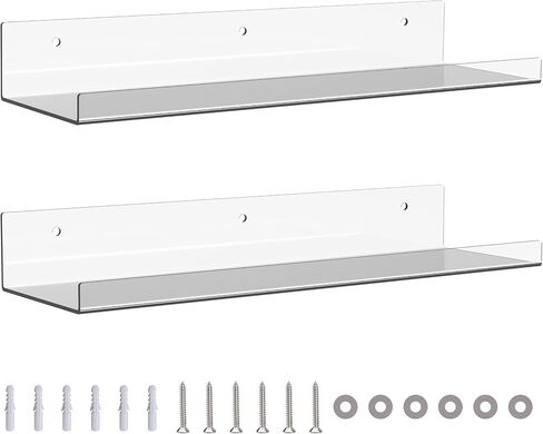 Wall-Mounted Acrylic Shelves Suitable for Wall-Mounted Display Rack Storage Rack Suitable for Children's Bookshelf Room Wall Decoration Bedroom Kitchen Living Room in Saudi Arabia