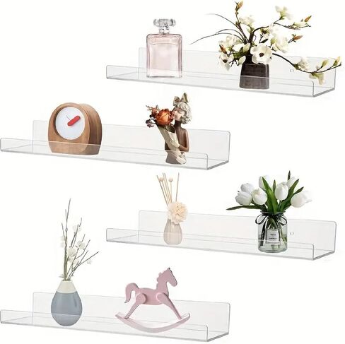 Wall-Mounted Acrylic Shelves Suitable for Wall-Mounted Display Rack Storage Rack Suitable for Children's Bookshelf Room Wall Decoration Bedroom Kitchen Living Room in Saudi Arabia